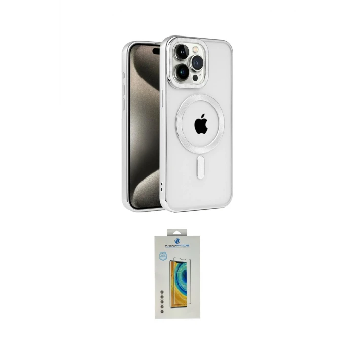 ieg™ iPhone 15 Pro Max Kılıf Eksen Form Koleksiyonu - Siyah Polymer Nano Ekran Koruyucu