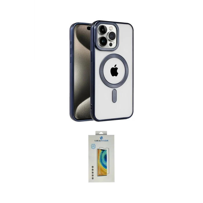 ieg™ iPhone 15 Pro Max Kılıf Eksen Form Koleksiyonu - Siyah Polymer Nano Ekran Koruyucu