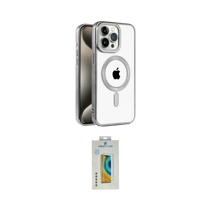 ieg™ iPhone 15 Pro Max Kılıf Eksen Form Koleksiyonu - Siyah Polymer Nano Ekran Koruyucu
