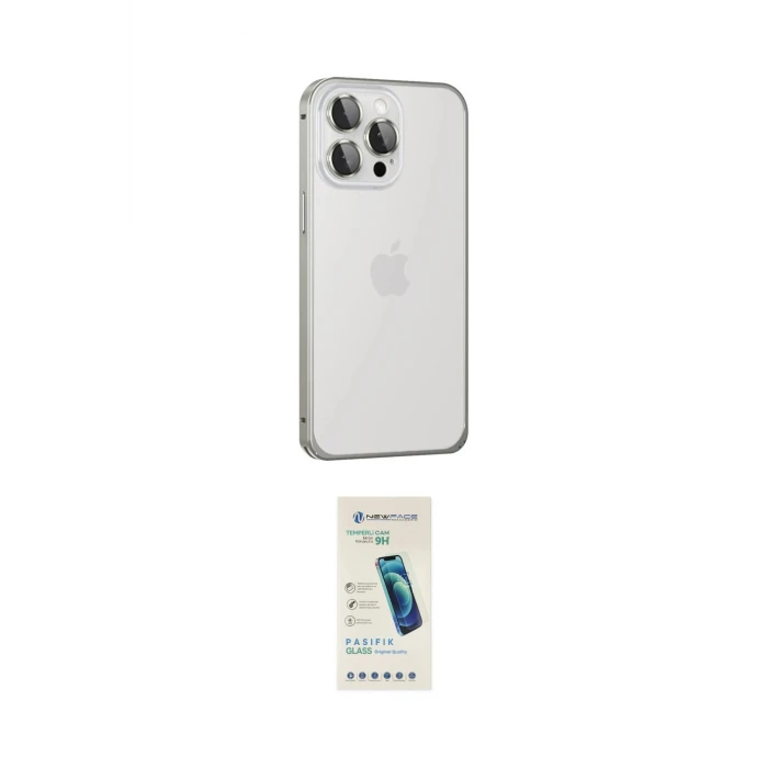 ieg™ iPhone 15 Pro Max Kılıf Eksen Form Serisi - Şeffaf Pasifik Cam Ekran Koruyucu