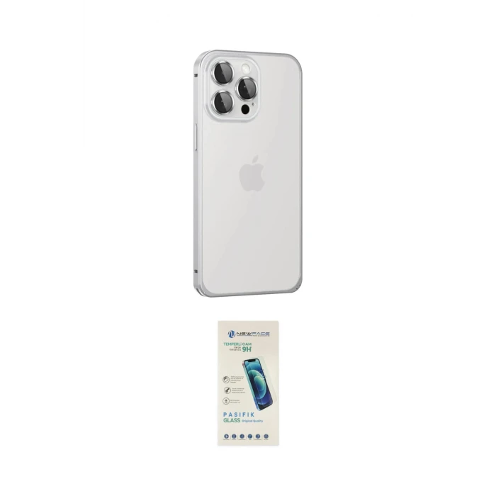 ieg™ iPhone 15 Pro Max Kılıf Eksen Form Serisi - Şeffaf Pasifik Cam Ekran Koruyucu