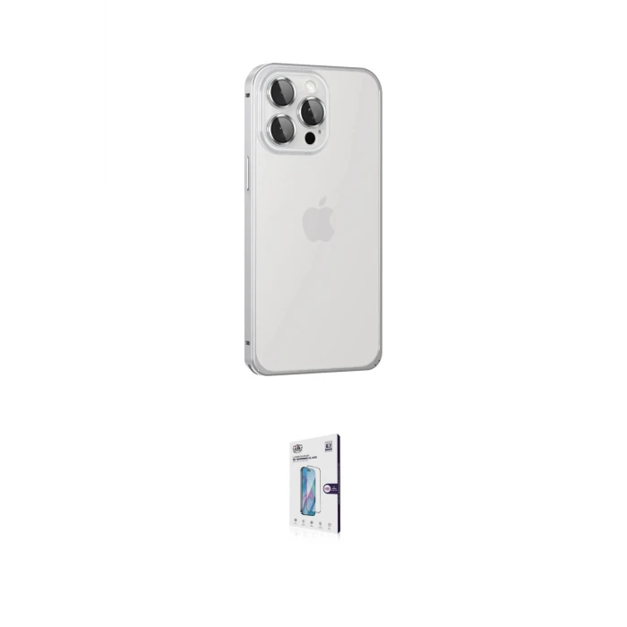 ieg™ iPhone 15 Pro Max Kılıf Eksen Form Serisi - Siyah Bilvis 0.18mm Plus Cam Ekran Koruyucu