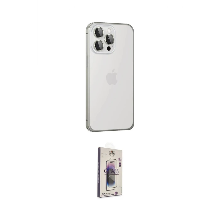 ieg™ iPhone 15 Pro Max Kılıf Eksen Form Serisi - Siyah Bilvis 3D Cam Ekran Koruyucu