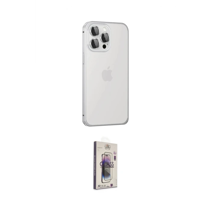 ieg™ iPhone 15 Pro Max Kılıf Eksen Form Serisi - Siyah Bilvis 3D Cam Ekran Koruyucu