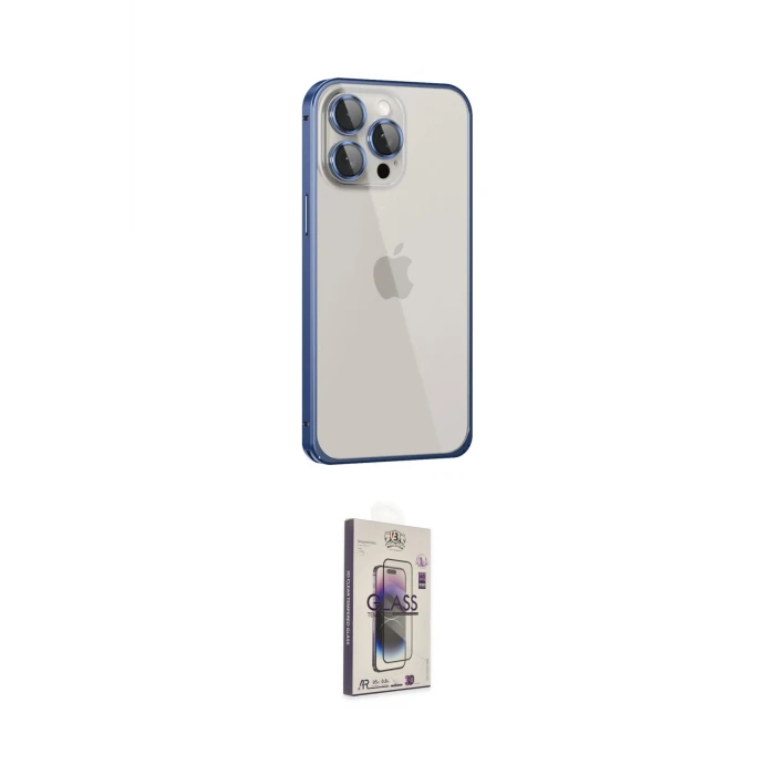 ieg™ iPhone 15 Pro Max Kılıf Eksen Form Serisi - Siyah Bilvis 3D Cam Ekran Koruyucu