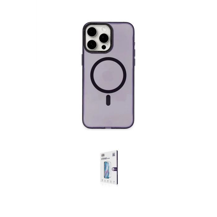 ieg™ iPhone 15 Pro Max Kılıf Eksen Işık Prime - Siyah Bilvis 0.18mm Plus Cam Ekran Koruyucu