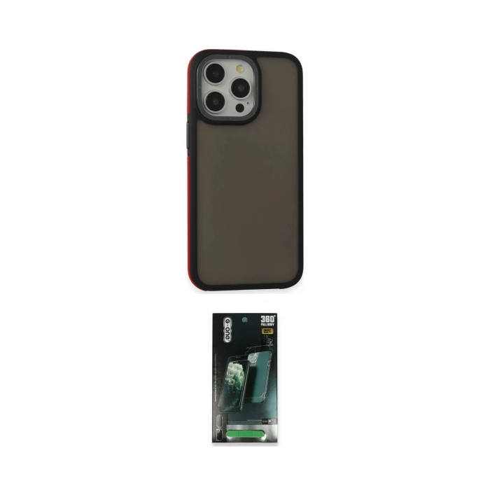 ieg™ iPhone 15 Pro Max Kılıf Eksen Işık - Şeffaf 360 Full Body Arka Koruyucu