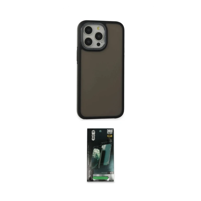 ieg™ iPhone 15 Pro Max Kılıf Eksen Işık - Şeffaf 360 Full Body Arka Koruyucu