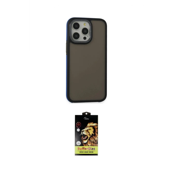 ieg™ iPhone 15 Pro Max Kılıf Eksen Işık - Siyah Buffer Cam Ekran Koruyucu