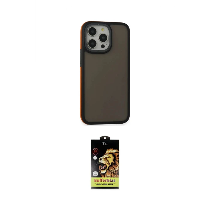 ieg™ iPhone 15 Pro Max Kılıf Eksen Işık - Siyah Buffer Cam Ekran Koruyucu