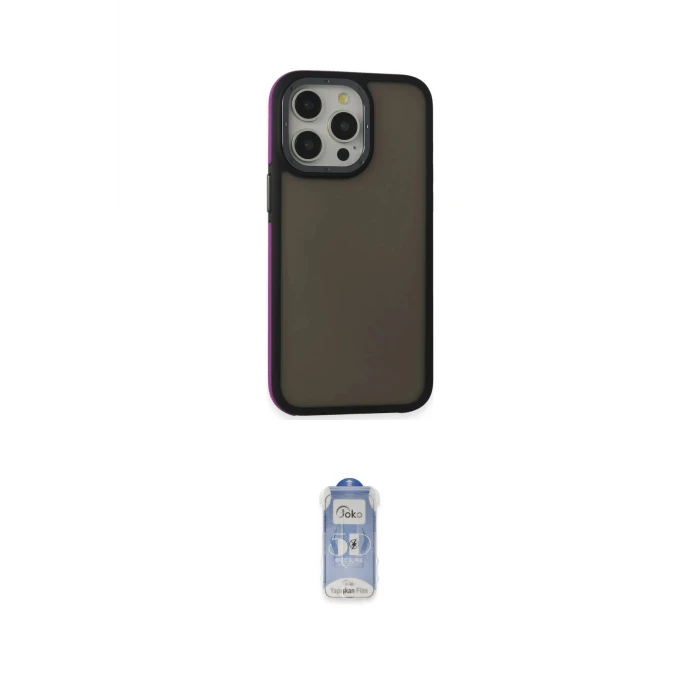ieg™ iPhone 15 Pro Max Kılıf Eksen Işık - Siyah Joko Magic 5D Cam