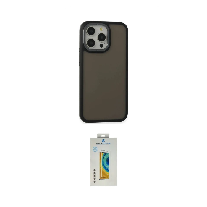 ieg™ iPhone 15 Pro Max Kılıf Eksen Işık - Siyah Polymer Nano Ekran Koruyucu