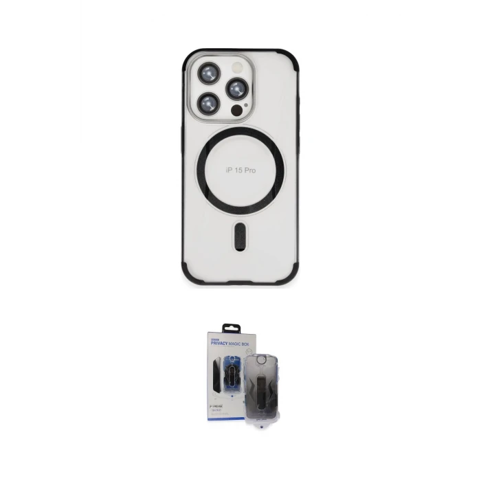 ieg™ iPhone 15 Pro Max Kılıf Eksen Klasik Koleksiyonu - Siyah Vanessa Magic Hayalet Cam