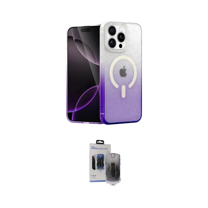 ieg™ iPhone 15 Pro Max Kılıf Eksen Minimal Özel Seri - Siyah Vanessa Magic Hayalet Cam