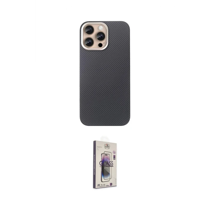 ieg™ iPhone 15 Pro Max Kılıf Eksen Prime - Siyah Bilvis 3D Cam Ekran Koruyucu