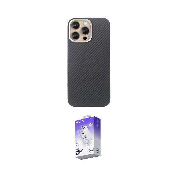 ieg™ iPhone 15 Pro Max Kılıf Eksen Prime - Siyah Bilvis 5in1 3D Magic Cam Ekran Koruyucu