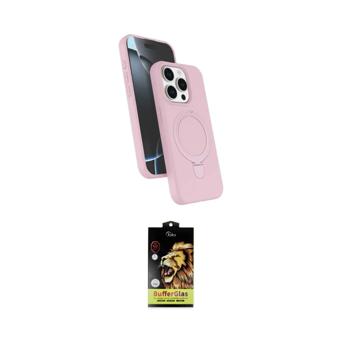 ieg™ iPhone 15 Pro Max Kılıf İz Işık Koleksiyonu - Siyah Buffer Cam Ekran Koruyucu