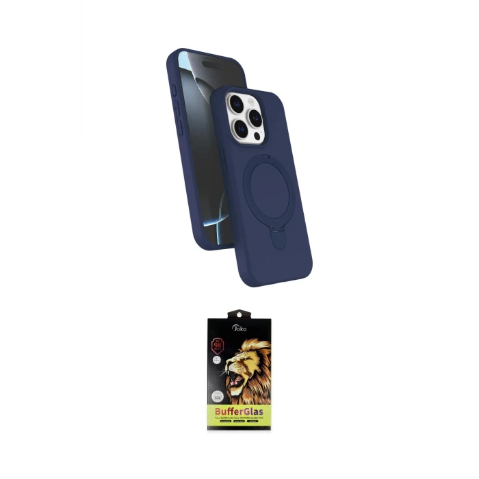 ieg™ iPhone 15 Pro Max Kılıf İz Işık Koleksiyonu - Siyah Buffer Cam Ekran Koruyucu
