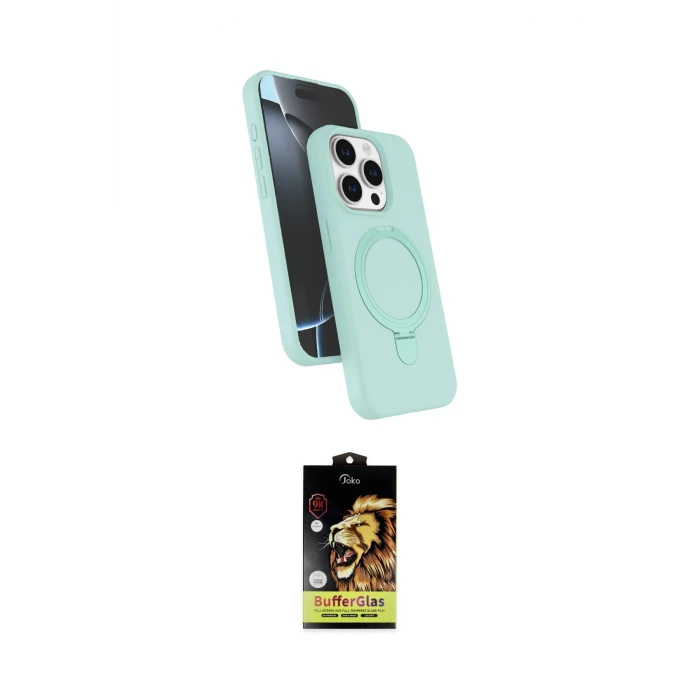 ieg™ iPhone 15 Pro Max Kılıf İz Işık Koleksiyonu - Siyah Buffer Cam Ekran Koruyucu