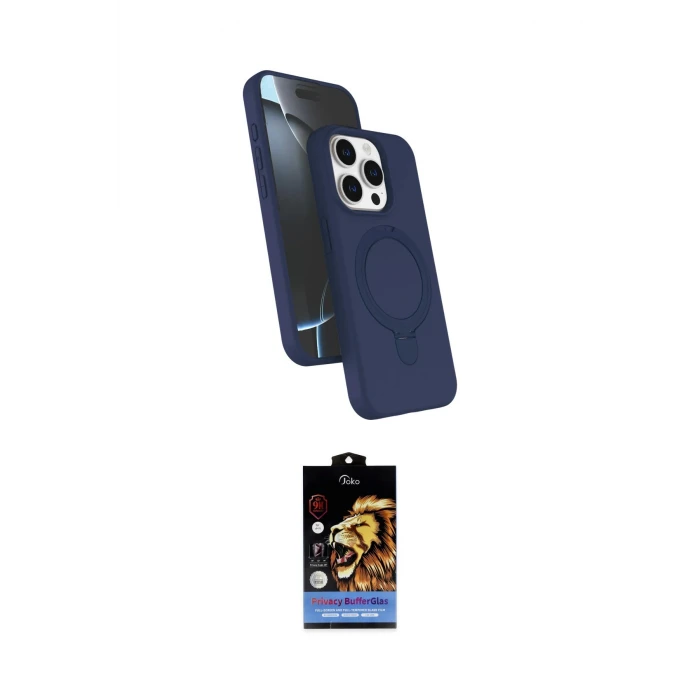 ieg™ iPhone 15 Pro Max Kılıf İz Işık Koleksiyonu - Siyah Buffer Hayalet Cam Ekran Koruyucu