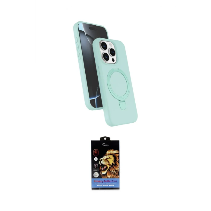 ieg™ iPhone 15 Pro Max Kılıf İz Işık Koleksiyonu - Siyah Buffer Hayalet Cam Ekran Koruyucu