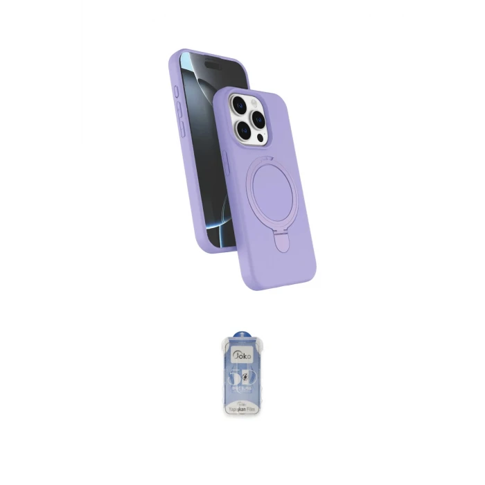 ieg™ iPhone 15 Pro Max Kılıf İz Işık Koleksiyonu - Siyah Joko Magic 5D Cam