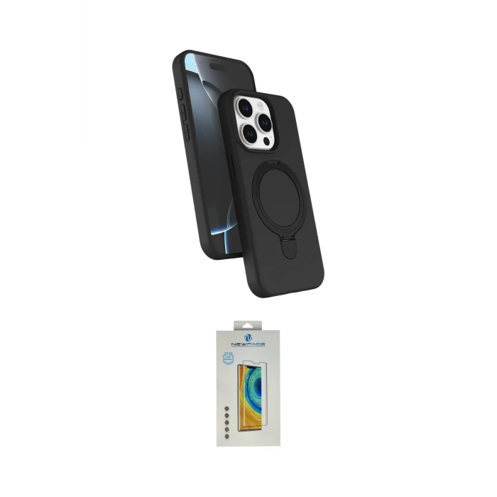 ieg™ iPhone 15 Pro Max Kılıf İz Işık Koleksiyonu - Siyah Polymer Nano Ekran Koruyucu