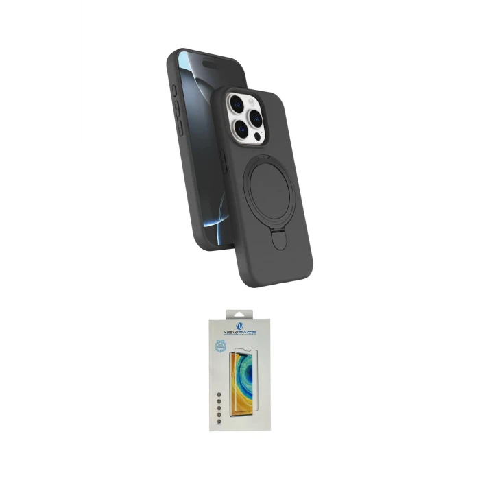 ieg™ iPhone 15 Pro Max Kılıf İz Işık Koleksiyonu - Siyah Polymer Nano Ekran Koruyucu