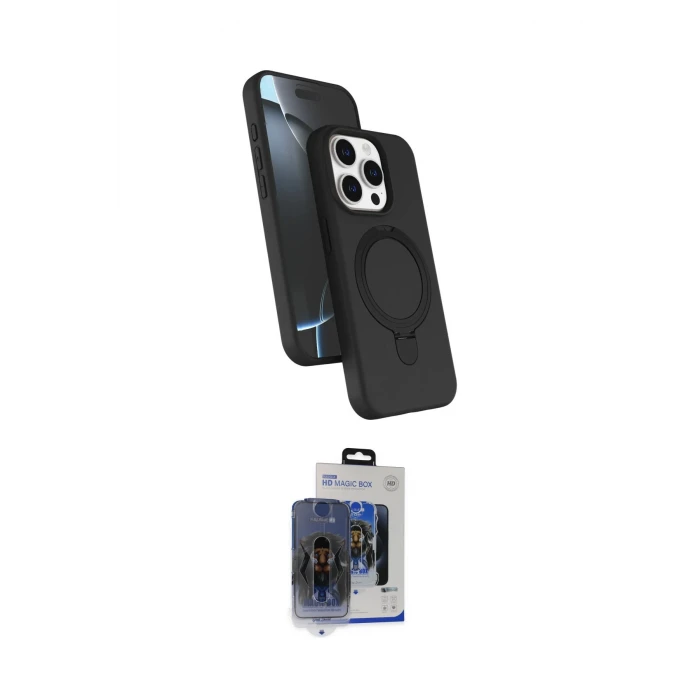 ieg™ iPhone 15 Pro Max Kılıf İz Işık Koleksiyonu - Siyah Vanessa Magic Cam