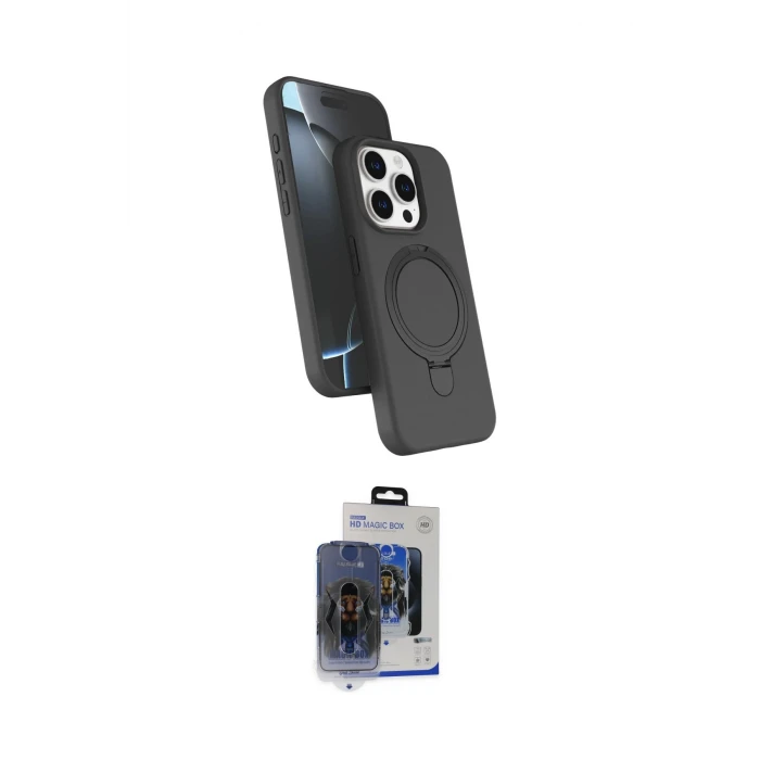 ieg™ iPhone 15 Pro Max Kılıf İz Işık Koleksiyonu - Siyah Vanessa Magic Cam