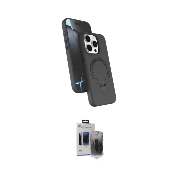 ieg™ iPhone 15 Pro Max Kılıf İz Işık Koleksiyonu - Siyah Vanessa Magic Hayalet Cam