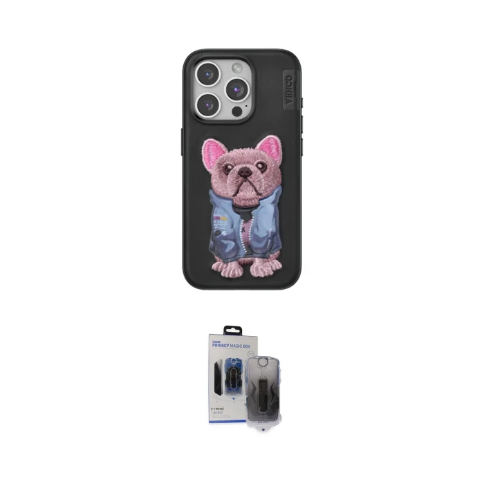 ieg™ iPhone 15 Pro Max Kılıf İz Minimal Koleksiyonu - Siyah Vanessa Magic Hayalet Cam