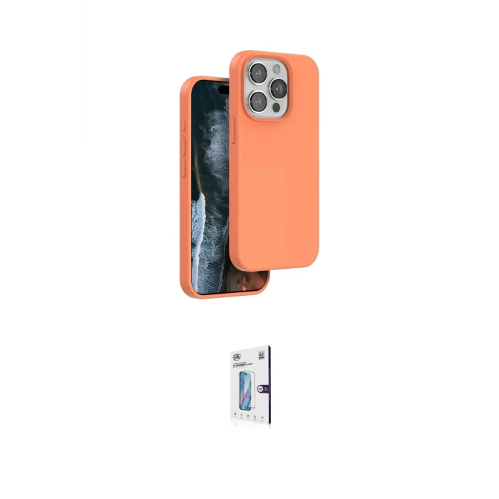 ieg™ iPhone 15 Pro Max Kılıf Kıvılcım Çizgi Serisi - Siyah Bilvis 0.18mm Plus Cam Ekran Koruyucu