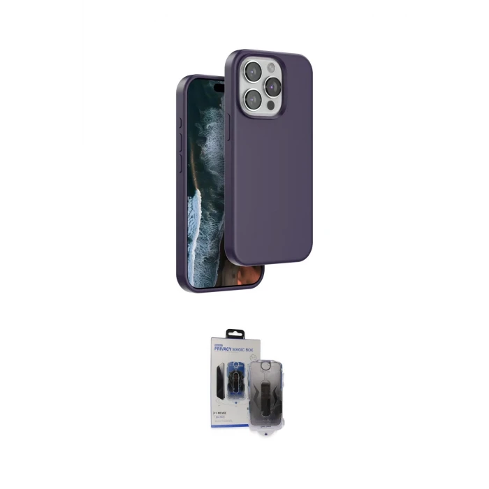 ieg™ iPhone 15 Pro Max Kılıf Kıvılcım Çizgi Serisi - Siyah Vanessa Magic Hayalet Cam