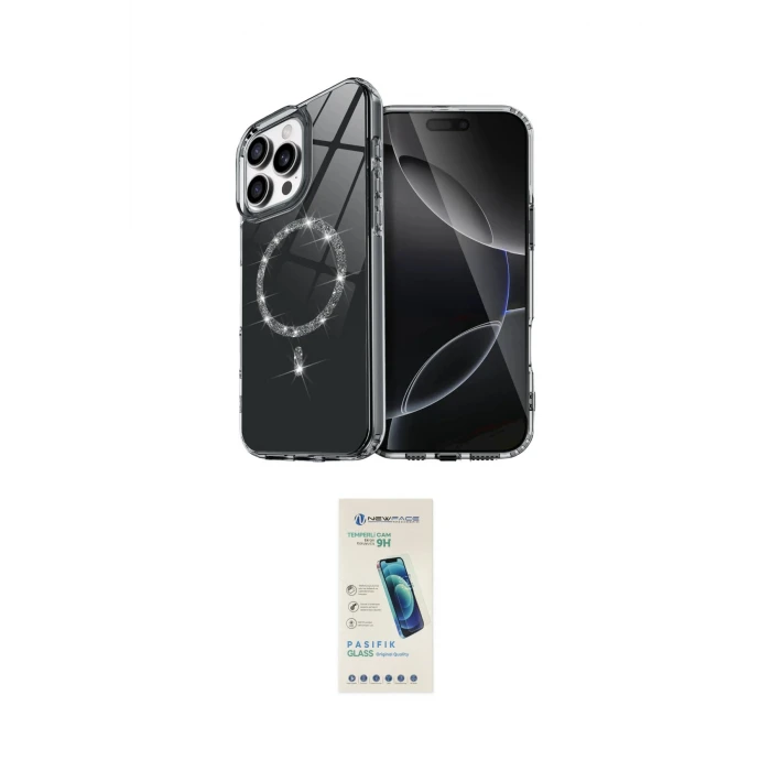 ieg™ iPhone 15 Pro Max Kılıf Kıvılcım Form Prime - Şeffaf Pasifik Cam Ekran Koruyucu