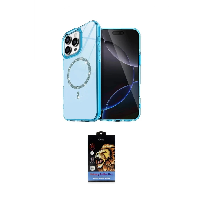 ieg™ iPhone 15 Pro Max Kılıf Kıvılcım Form Prime - Siyah Buffer Hayalet Cam Ekran Koruyucu