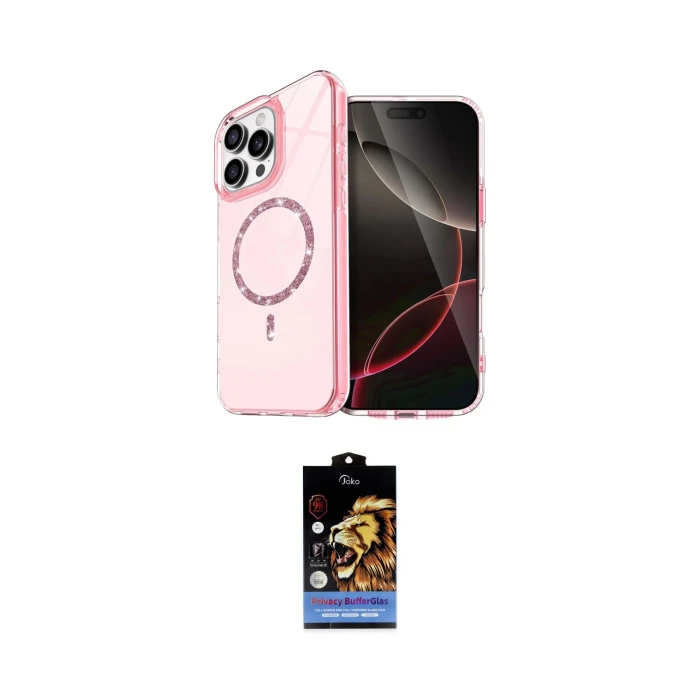 ieg™ iPhone 15 Pro Max Kılıf Kıvılcım Form Prime - Siyah Buffer Hayalet Cam Ekran Koruyucu