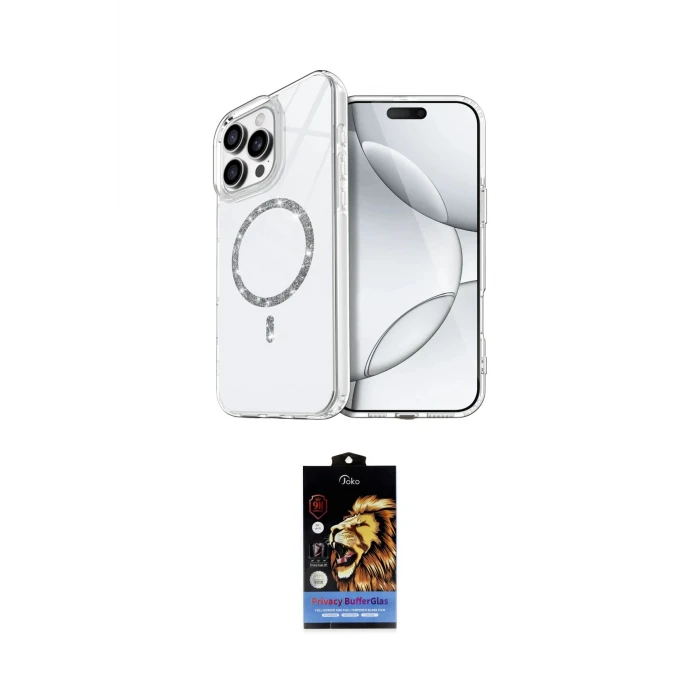 ieg™ iPhone 15 Pro Max Kılıf Kıvılcım Form Prime - Siyah Buffer Hayalet Cam Ekran Koruyucu