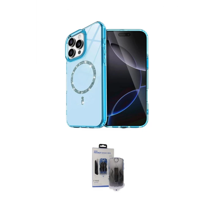 ieg™ iPhone 15 Pro Max Kılıf Kıvılcım Form Prime - Siyah Vanessa Magic Hayalet Cam