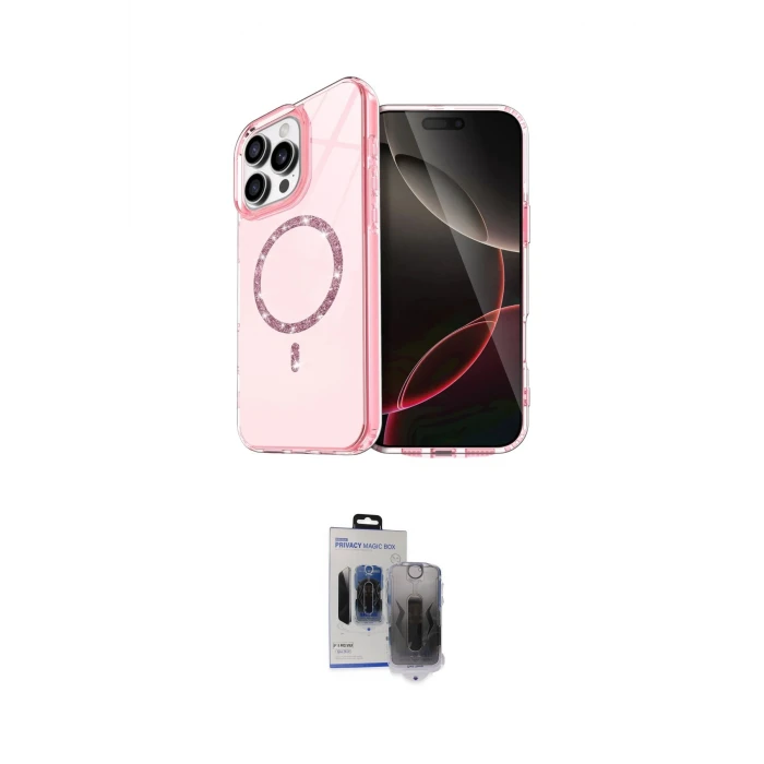 ieg™ iPhone 15 Pro Max Kılıf Kıvılcım Form Prime - Siyah Vanessa Magic Hayalet Cam