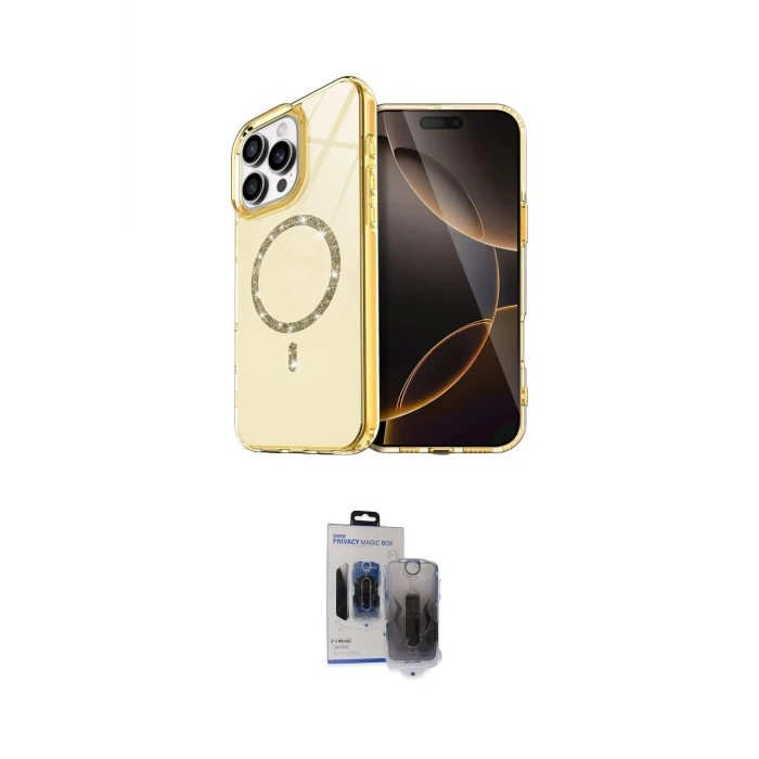 ieg™ iPhone 15 Pro Max Kılıf Kıvılcım Form Prime - Siyah Vanessa Magic Hayalet Cam