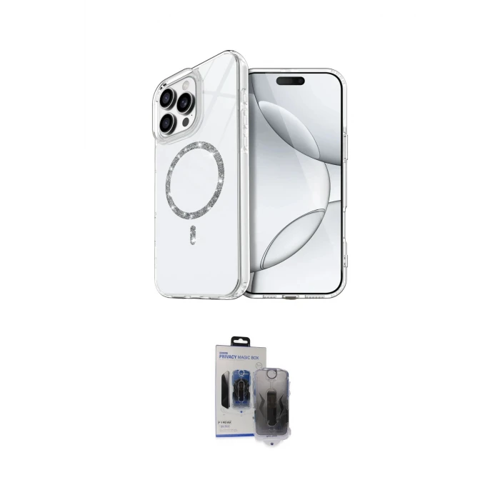 ieg™ iPhone 15 Pro Max Kılıf Kıvılcım Form Prime - Siyah Vanessa Magic Hayalet Cam