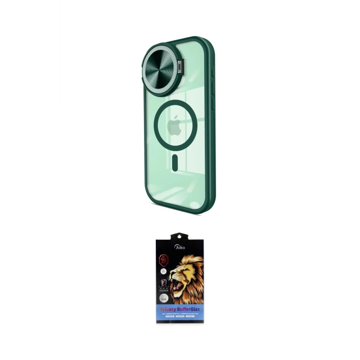 ieg™ iPhone 15 Pro Max Kılıf Kıvılcım Modern Koleksiyonu - Siyah Buffer Hayalet Cam Ekran Koruyucu