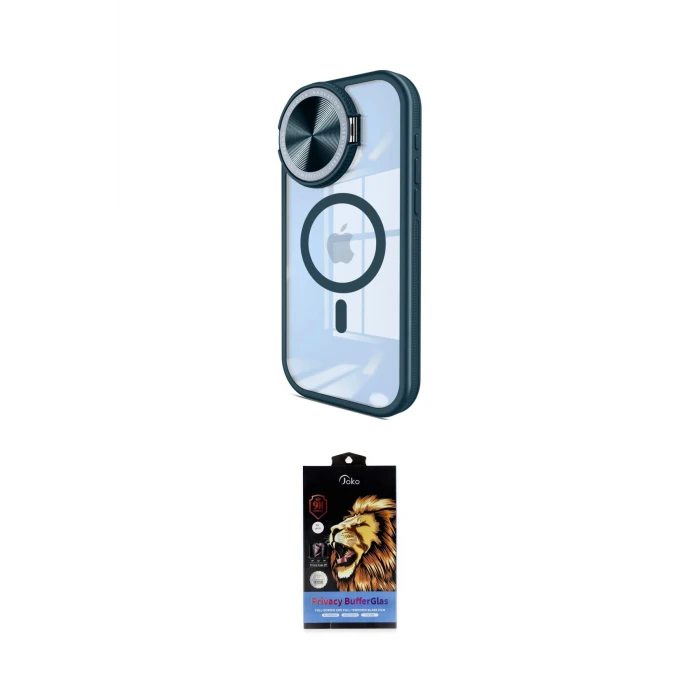 ieg™ iPhone 15 Pro Max Kılıf Kıvılcım Modern Koleksiyonu - Siyah Buffer Hayalet Cam Ekran Koruyucu
