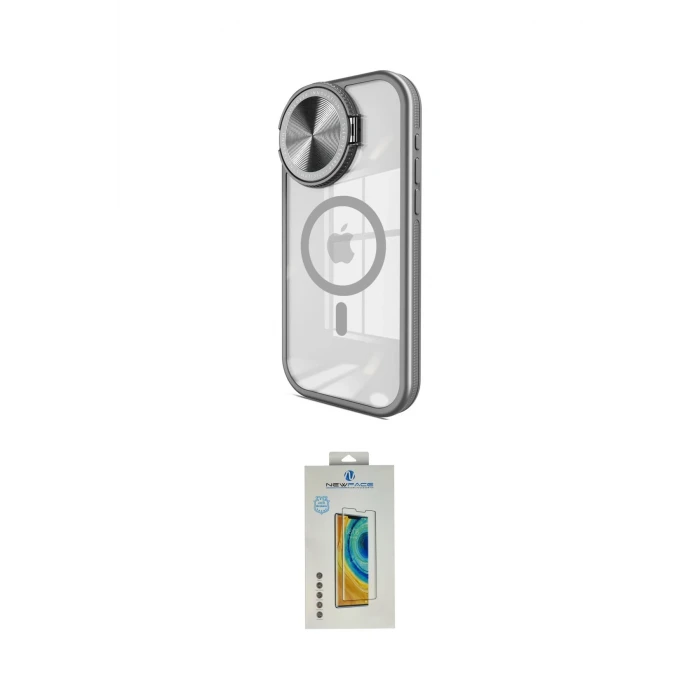 ieg™ iPhone 15 Pro Max Kılıf Kıvılcım Modern Koleksiyonu - Siyah Polymer Nano Ekran Koruyucu