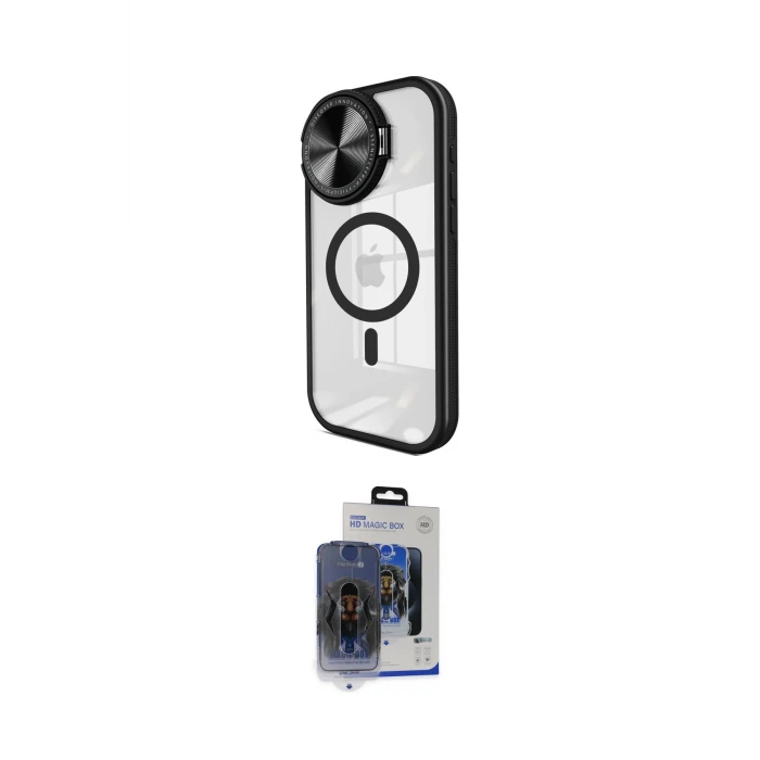 ieg™ iPhone 15 Pro Max Kılıf Kıvılcım Modern Koleksiyonu - Siyah Vanessa Magic Cam