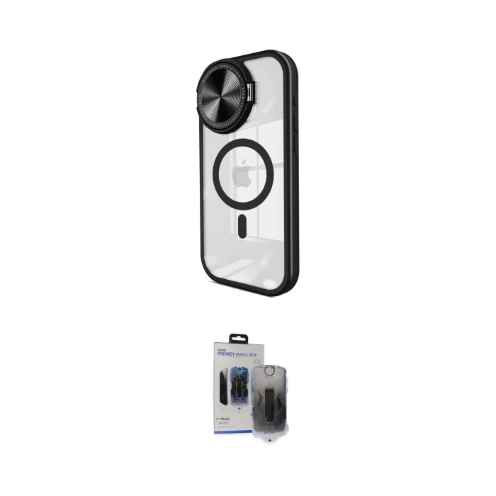 ieg™ iPhone 15 Pro Max Kılıf Kıvılcım Modern Koleksiyonu - Siyah Vanessa Magic Hayalet Cam