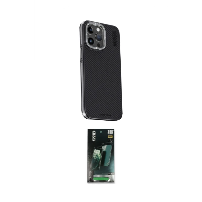 ieg™ iPhone 15 Pro Max Kılıf Kıvılcım Modern Özel Seri - Şeffaf 360 Full Body Arka Koruyucu