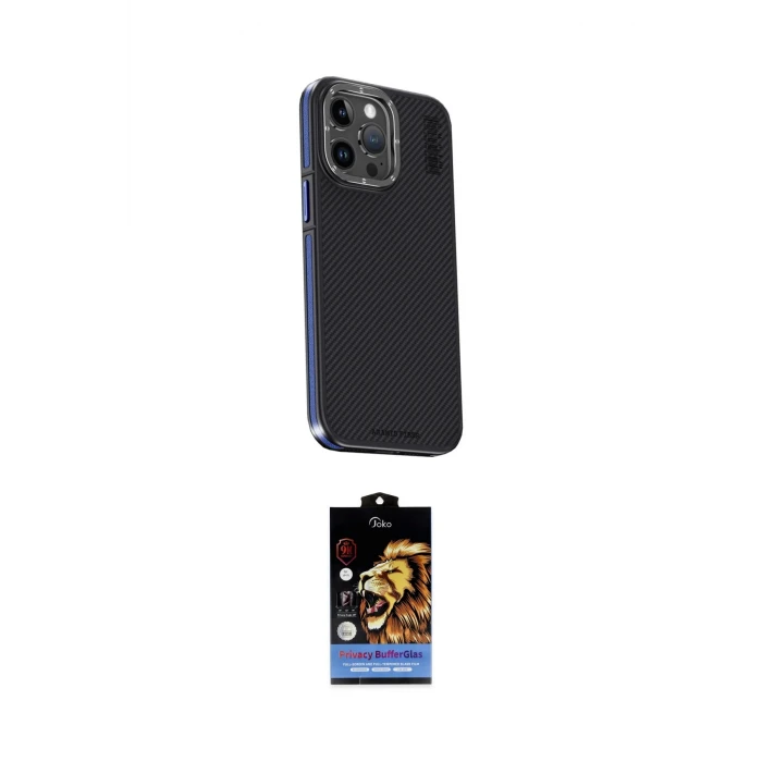 ieg™ iPhone 15 Pro Max Kılıf Kıvılcım Modern Özel Seri - Siyah Buffer Hayalet Cam Ekran Koruyucu