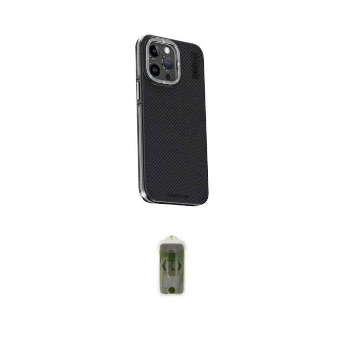 ieg™ iPhone 15 Pro Max Kılıf Kıvılcım Modern Özel Seri - Siyah Joko Magic 5D Hayalet Cam